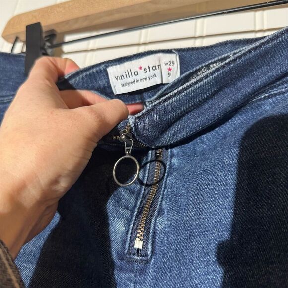 Vanilla Star Y2K 90s High Waist Flare Jeans w/ Zip Front Ring Pull - Size 9 W29 - Picture 5 of 6